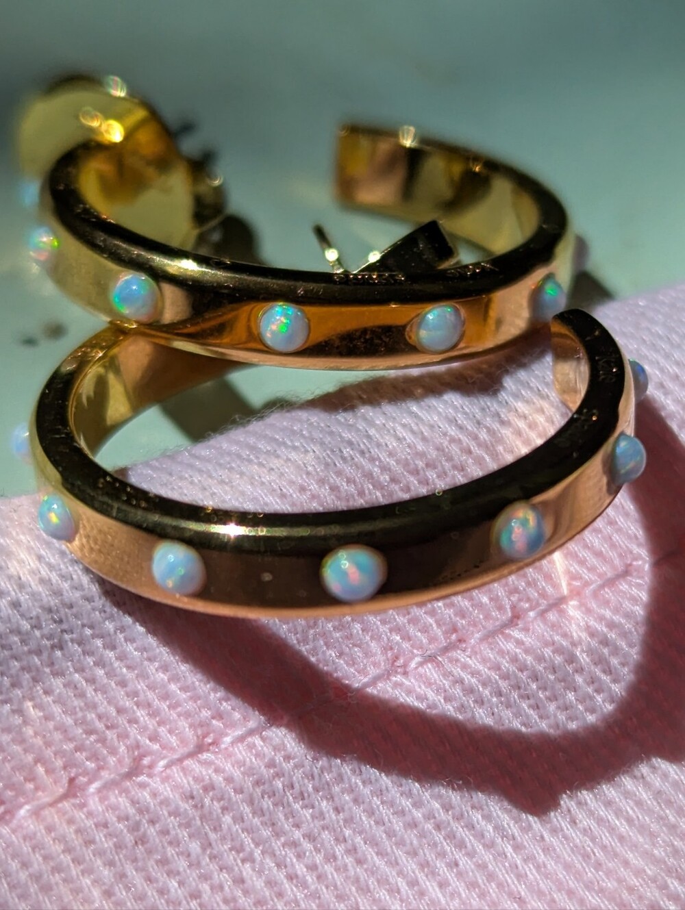 NWT kate spade Set In Stone Opal Hoops - Gold